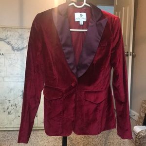 Deep red velour blazer